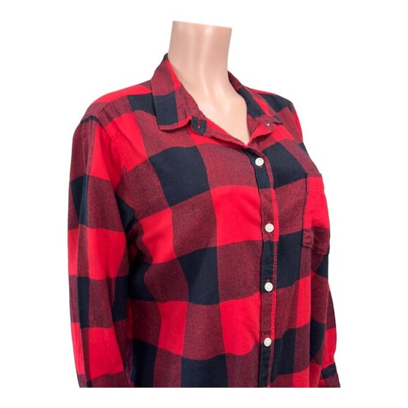 Old Navy Classic Red-Black Buffalo Plaid Button Down Flannal Shirt  Women SZ XXL - Picture 8 of 15